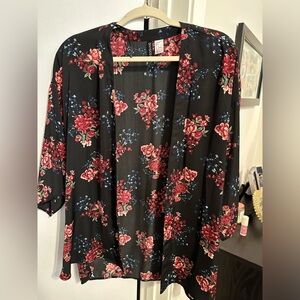 Floral open front kimono cardigan